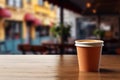 3D rendering, coffee cup on a cafe table for food and drink