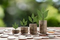 3D rendering coins on table illustrating interest rates concept