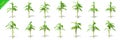 3D rendering - 14 in 1 collection of banana trees isolated over a white background