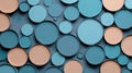 A 3D rendering of a collection of overlapping circles in various shades of blue and peach. Royalty Free Stock Photo