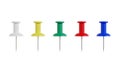 3D rendering Collection of Various Color Push Pins on White Back