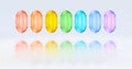 3d rendering Colored gelatin capsules. Capsules with collagen, fish oil or other luxury supplements. The concept of