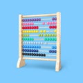 3D Rendering Colorful Abacus Isolated On Blue Background, PNG File Add - Transparent Background