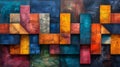 3d rendering of a colorful abstract background made of different wooden blocks Royalty Free Stock Photo