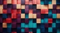 3d rendering of a colorful abstract background made of wooden cubes. Generative AI Royalty Free Stock Photo