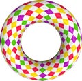 3D rendering of colorful Argyle ring on white background.