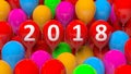 3D rendering colorful balloons with 2018 new year