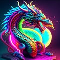 3d rendering of a colorful chinese dragon isolated on black background AI Generated Royalty Free Stock Photo