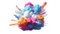 3d rendering of colorful cloud explosion on white background. Isolated. Generative AI Royalty Free Stock Photo