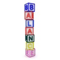 3D Rendering of colorful letter blocks spelling Balance