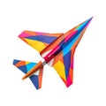 3D Rendering of a Colorful Paper Plane Toy on Transparent Background - Ai Generated Royalty Free Stock Photo