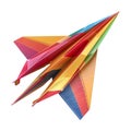 3D Rendering of a Colorful Paper Plane Toy on Transparent Background - Ai Generated Royalty Free Stock Photo