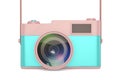 3d Rendering Colorful pastel camera isolated on white background 3D illustration Royalty Free Stock Photo