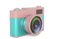 3d Rendering Colorful pastel camera isolated on white background 3D illustration Royalty Free Stock Photo