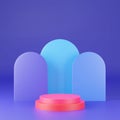 3D rendering of colorful pedestal podium on clearly background, abstract minimal podium blank space for beauty cosmetic product,