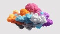 3d rendering of colorful smoke cloud isolated on gray background. Colorful explosion. Generative AI Royalty Free Stock Photo