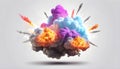 3d rendering of colorful smoke cloud isolated on gray background. Generative AI Royalty Free Stock Photo
