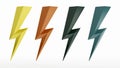 3d rendering of colorful thunder and bolt lighting fash icons set, thunderbolt symbol icon on isolated white background Royalty Free Stock Photo