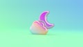 3d rendering colorful vibrant symbol of cloud moon on colored background