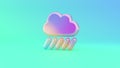 3d rendering colorful vibrant symbol of cloud showers heavy on colored background