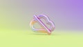 3d rendering colorful vibrant symbol of disable cloud on colored background