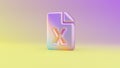 3d rendering colorful vibrant symbol of file excel on colored background