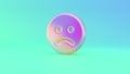 3d rendering colorful vibrant symbol of frown on colored background