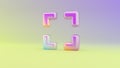 3d rendering colorful vibrant symbol of interface on colored background