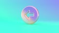 3d rendering colorful vibrant symbol of left arrow in circle on colored background