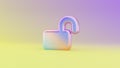 3d rendering colorful vibrant symbol of lock open on colored background