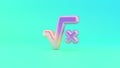 3d rendering colorful vibrant symbol of square root on colored background