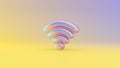 3d rendering colorful vibrant symbol of Wi-Fi 1 on colored background