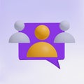 3D rendering of communication between multiple users.