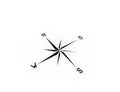 3d rendering of a compass north west south east isolated in white background