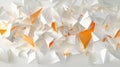 A 3D rendering of a complex geometric pattern composed of white and orange paper shapes. Royalty Free Stock Photo