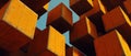 A 3D rendering of a complex structure made of orange wooden blocks. Royalty Free Stock Photo
