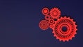 3d rendering. Composition of red gears symbolizing cooperation and teamwork. Cogwheels for websites or business design banners.