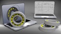 3D rendering - computer aided design of bearings on a shaft