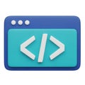 3D Rendering of a Computer Browser Window Displaying Code Brackets Symbol coding programming Royalty Free Stock Photo