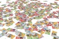 Swiss banknotes on white background