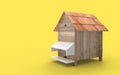 3d rendering of a computer generated wooden bee hive house isolated