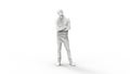 3d rendering of a computer model of a man standing in white studio background Royalty Free Stock Photo