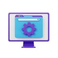 3d rendering of a computer monitor displaying a folder icon with a gear symbol, symbolizing settings and configuration isolated on Royalty Free Stock Photo