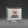 A 3D rendering of a computer monitor displaying a virtual storefront design Royalty Free Stock Photo