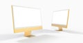 3D rendering of computer monitors isolated in white