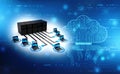 Computer network with server, Internet Communication background. 3d render