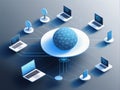 3d rendering of computer technology concept. network connection concept.3 Royalty Free Stock Photo
