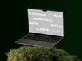 3D rendering of computers mockups on the grassy background Royalty Free Stock Photo