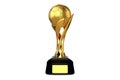 3d rendering concept design of the golden football trophy isolated on white background with clipping paths.