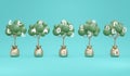 3D Rendering concept of investment money tree with symbols of cryptocurrency Royalty Free Stock Photo